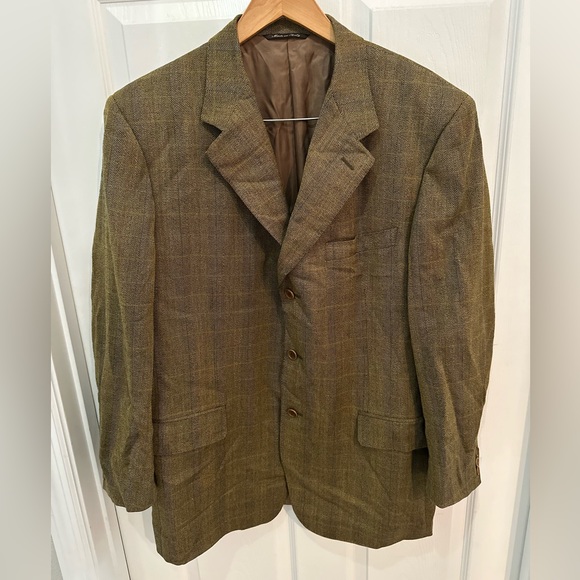 Canali Blue Label Size 44R GreenBlue100% Wool Sport Coat Jacket (EU 54)